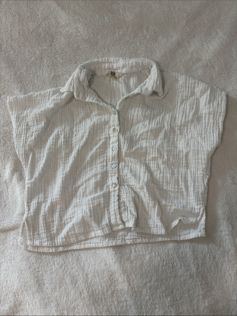 AND White Textured Gauze Top